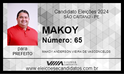 Candidato MAKOY 2024 - SÃO CAITANO - Eleições