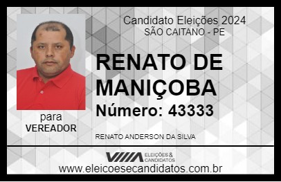 Candidato RENATO DE MANIÇOBA 2024 - SÃO CAITANO - Eleições