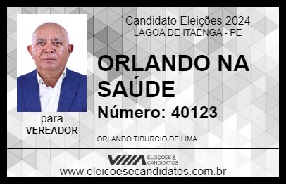 Candidato ORLANDO NA SAÚDE 2024 - LAGOA DE ITAENGA - Eleições