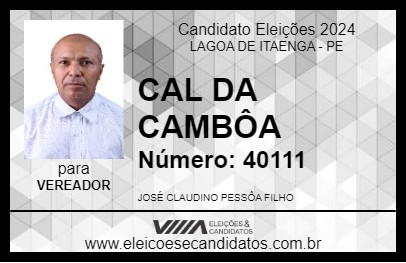 Candidato CAL DA CAMBÔA 2024 - LAGOA DE ITAENGA - Eleições