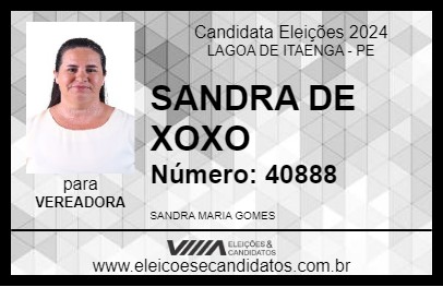 Candidato SANDRA DE XOXO 2024 - LAGOA DE ITAENGA - Eleições