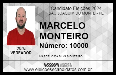 Candidato MARCELO MONTEIRO 2024 - SÃO JOAQUIM DO MONTE - Eleições