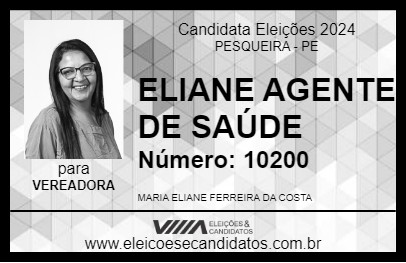 Candidato ELIANE AGENTE DE SAÚDE 2024 - PESQUEIRA - Eleições