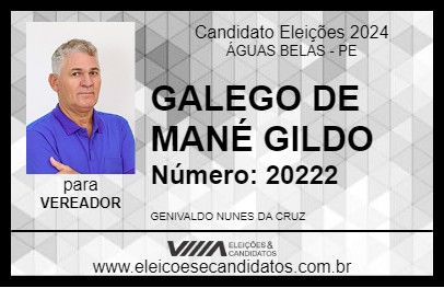 Candidato GALEGO DE MANÉ GILDO 2024 - ÁGUAS BELAS - Eleições