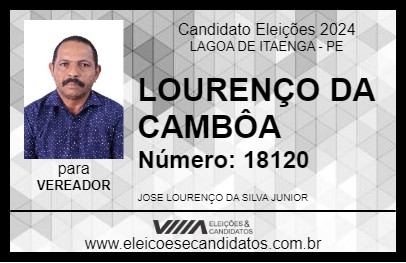 Candidato LOURENÇO DA CAMBÔA 2024 - LAGOA DE ITAENGA - Eleições