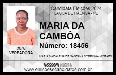 Candidato MARIA DA CAMBÔA 2024 - LAGOA DE ITAENGA - Eleições