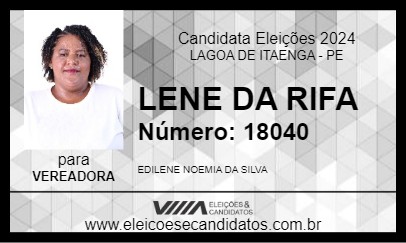 Candidato LENE DA RIFA 2024 - LAGOA DE ITAENGA - Eleições