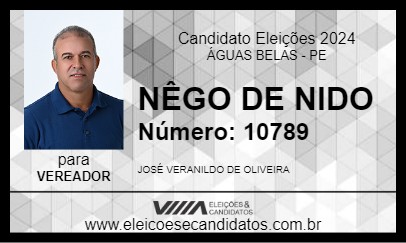 Candidato NÊGO DE NIDO 2024 - ÁGUAS BELAS - Eleições