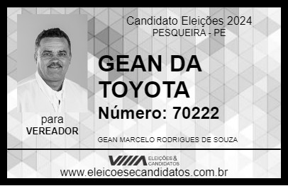 Candidato GEAN DA TOYOTA 2024 - PESQUEIRA - Eleições