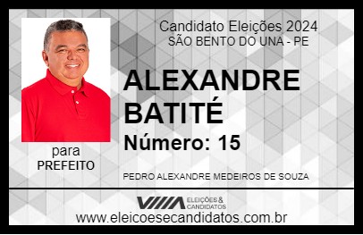 Candidato ALEXANDRE BATITÉ 2024 - SÃO BENTO DO UNA - Eleições