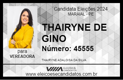 Candidato THAIRYNE DE GINO 2024 - MARAIAL - Eleições