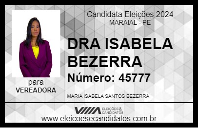 Candidato DRA ISABELA BEZERRA 2024 - MARAIAL - Eleições