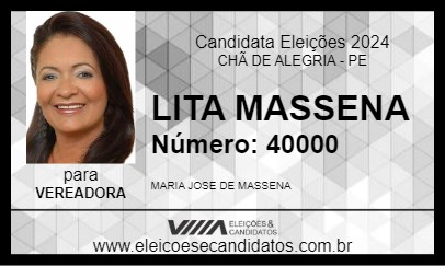 Candidato LITA MASSENA 2024 - CHÃ DE ALEGRIA - Eleições