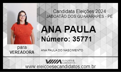 Candidato ANA PAULA 2024 - JABOATÃO DOS GUARARAPES - Eleições