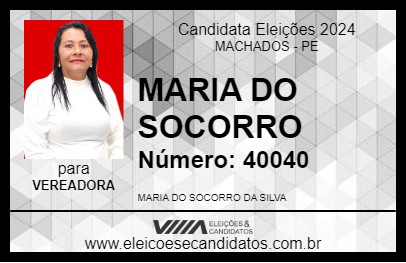 Candidato MARIA DO SOCORRO 2024 - MACHADOS - Eleições