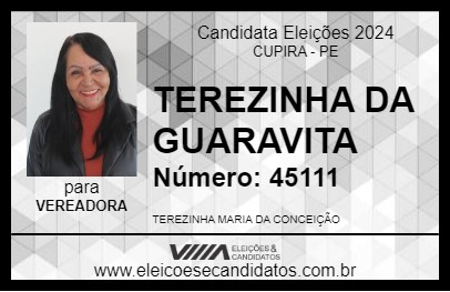 Candidato TEREZINHA DA GUARAVITA 2024 - CUPIRA - Eleições