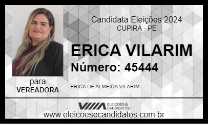 Candidato ERICA VILARIM 2024 - CUPIRA - Eleições