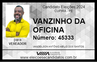 Candidato VANZINHO DA OFICINA 2024 - CUPIRA - Eleições