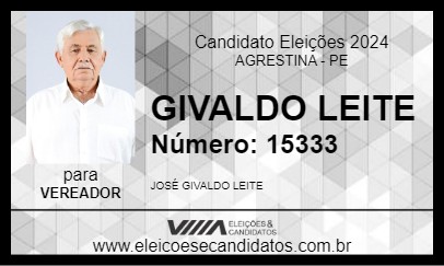 Candidato GIVALDO LEITE 2024 - AGRESTINA - Eleições