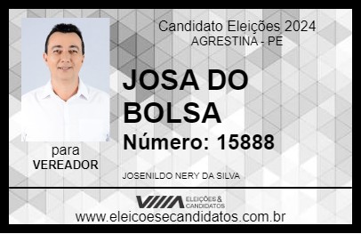 Candidato JOSA DO BOLSA 2024 - AGRESTINA - Eleições