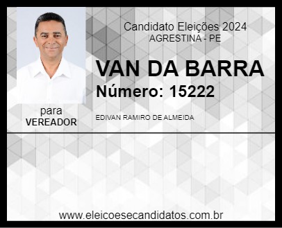 Candidato VAN DA BARRA 2024 - AGRESTINA - Eleições