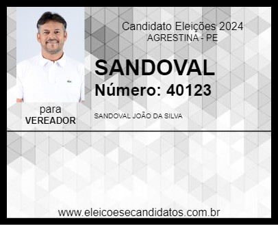 Candidato SANDOVAL 2024 - AGRESTINA - Eleições