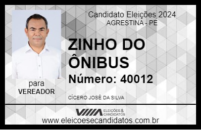 Candidato ZINHO DO ÔNIBUS 2024 - AGRESTINA - Eleições