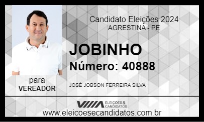 Candidato JOBINHO 2024 - AGRESTINA - Eleições