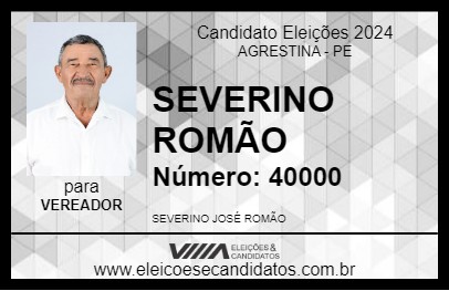 Candidato SEVERINO ROMÃO 2024 - AGRESTINA - Eleições