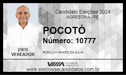 Candidato POCOTÓ 2024 - AGRESTINA - Eleições