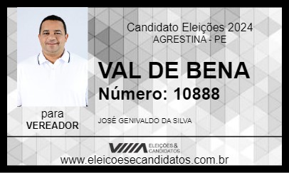 Candidato VAL DE BENA 2024 - AGRESTINA - Eleições