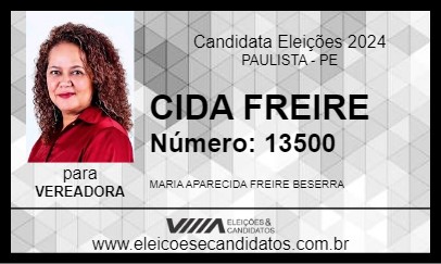 Candidato CIDA FREIRE 2024 - PAULISTA - Eleições