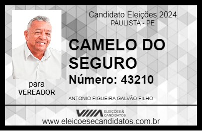 Candidato CAMELO DO SEGURO 2024 - PAULISTA - Eleições