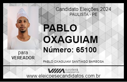 Candidato PABLO OXAGUIAM 2024 - PAULISTA - Eleições