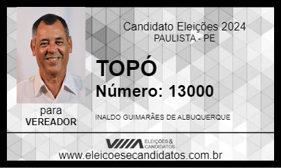 Candidato TOPÓ 2024 - PAULISTA - Eleições