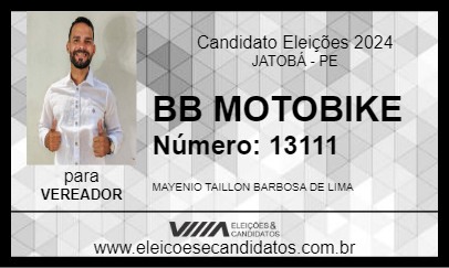 Candidato BB MOTOBIKE 2024 - JATOBÁ - Eleições