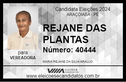 Candidato REJANE DAS PLANTAS 2024 - ARAÇOIABA - Eleições