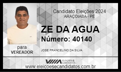 Candidato ZE DA AGUA 2024 - ARAÇOIABA - Eleições