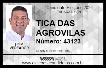 Candidato TICA DAS AGROVILAS 2024 - TACARATU - Eleições