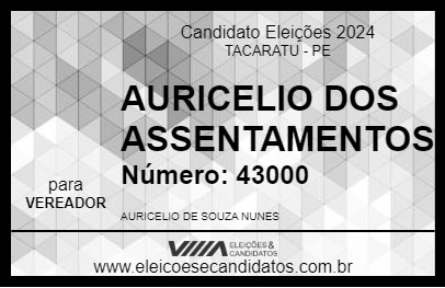 Candidato AURICELIO DOS ASSENTAMENTOS 2024 - TACARATU - Eleições