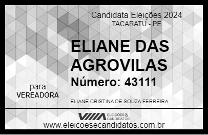 Candidato ELIANE DAS AGROVILAS 2024 - TACARATU - Eleições