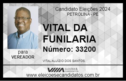 Candidato VITAL DA FUNILARIA 2024 - PETROLINA - Eleições