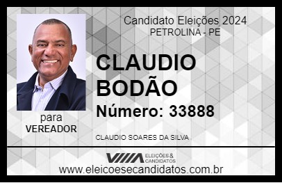 Candidato CLAUDIO BODÃO 2024 - PETROLINA - Eleições