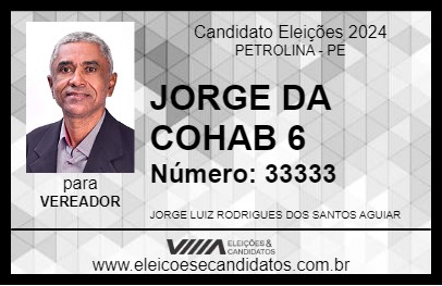 Candidato JORGE DA COHAB 6 2024 - PETROLINA - Eleições