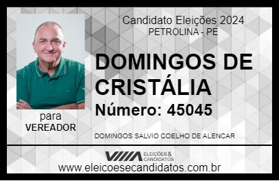 Candidato DOMINGOS DE CRISTÁLIA 2024 - PETROLINA - Eleições