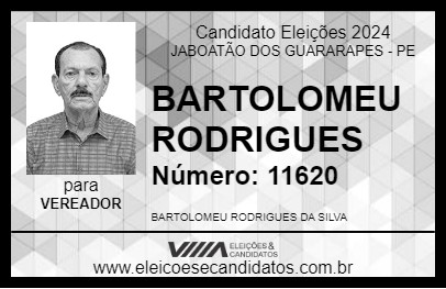 Candidato BARTOLOMEU RODRIGUES 2024 - JABOATÃO DOS GUARARAPES - Eleições