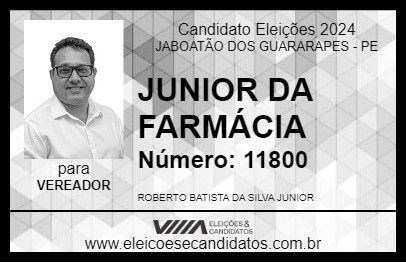 Candidato JUNIOR DA FARMÁCIA 2024 - JABOATÃO DOS GUARARAPES - Eleições