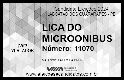 Candidato LICA DO MICROONIBUS 2024 - JABOATÃO DOS GUARARAPES - Eleições