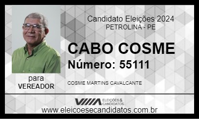 Candidato CABO COSME 2024 - PETROLINA - Eleições