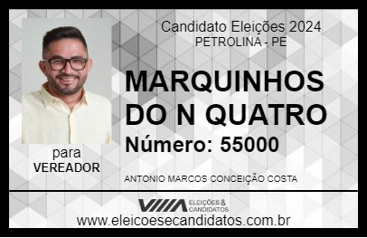 Candidato MARQUINHOS DO N QUATRO 2024 - PETROLINA - Eleições